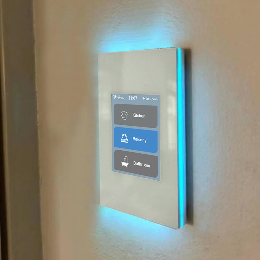 LANBON Smart Light Switch,1/2/3 Gang,3 Way for Whole House, LCD Magic Panel by WiFi Mesh Never be Offline, 2.4G Wi-Fi Smart Switch Compatible with Alexa&Google Home, Neutral Wire Required,L8-HS-White
