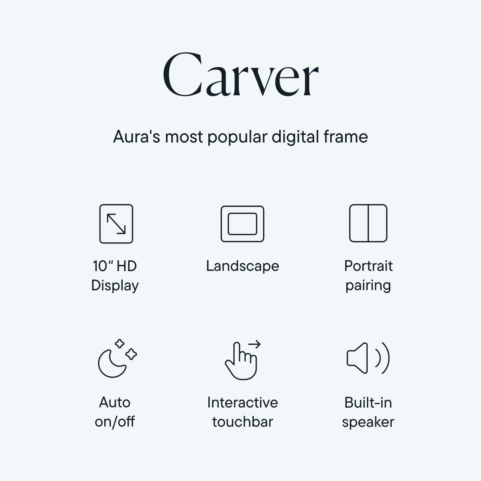Aura Carver 10.1" HD Digital Picture Frame | Wirecutter's Best Digital Frame for Gifting | Send Photos Directly to Your Frame from Anywhere | Quick & Easy Setup Over WiFi | Unlimited Storage - Black