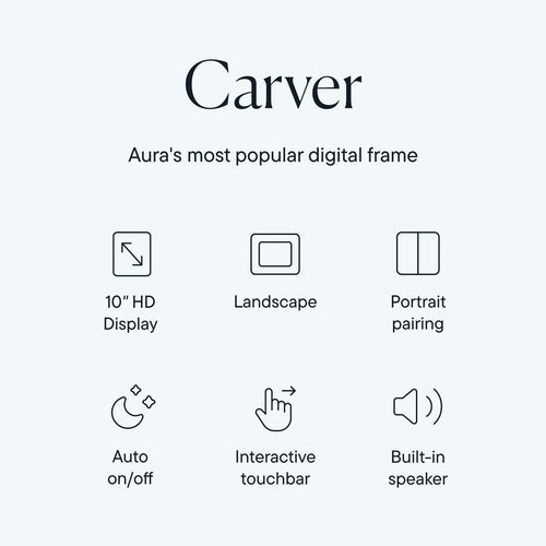 Aura Carver 10.1" HD Digital Picture Frame | Wirecutter's Best Digital Frame for Gifting | Send Photos Directly to Your Frame from Anywhere | Quick & Easy Setup Over WiFi | Unlimited Storage - Black