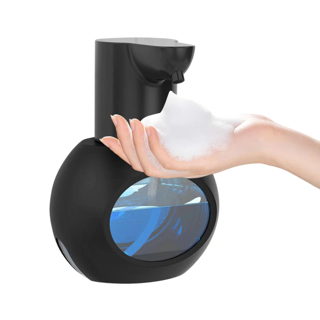 Automatic Foaming Soap Dispenser, 15oz/420ml Smart Hand Soap Dispensers, Touchless Wall Mount with 4-Level Adjustable, Rechargeable Foaming Hand Soap Dispenser for Bathroom Kitchen Office Black