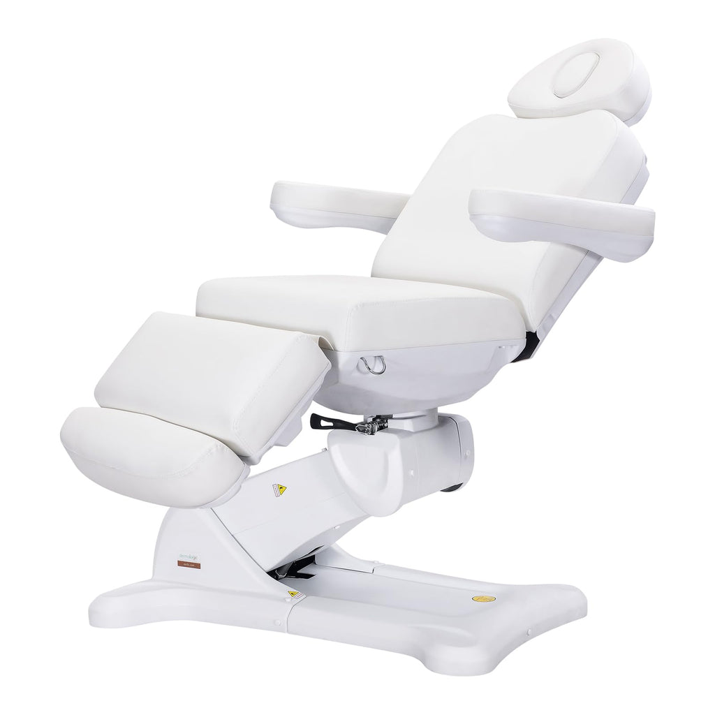 DERMALOGIC Remi II Electric Spa Treatment Table 4 Motors Massage Bed Memory Function Adjustable Height Fluffy Cushion, Spa Resort Salon Tattoo Equipment, White