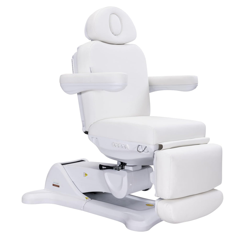 DERMALOGIC Remi II Electric Spa Treatment Table 4 Motors Massage Bed Memory Function Adjustable Height Fluffy Cushion, Spa Resort Salon Tattoo Equipment, White