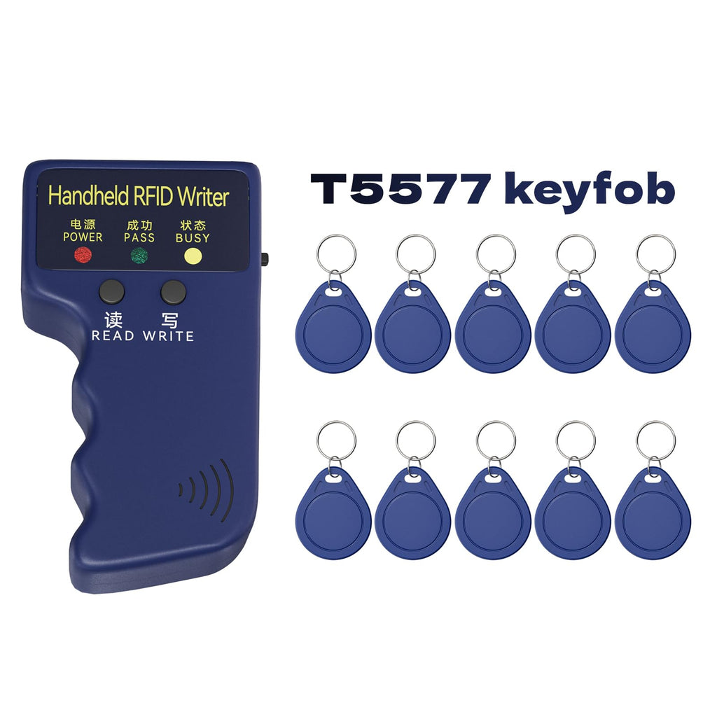 Handheld Copier RFID Reader Rewriter Smart ID Card Duplicator 125KHz Intelligent Access Control Reader, Includes 10 pcs Blank Writable T5577 Keychains