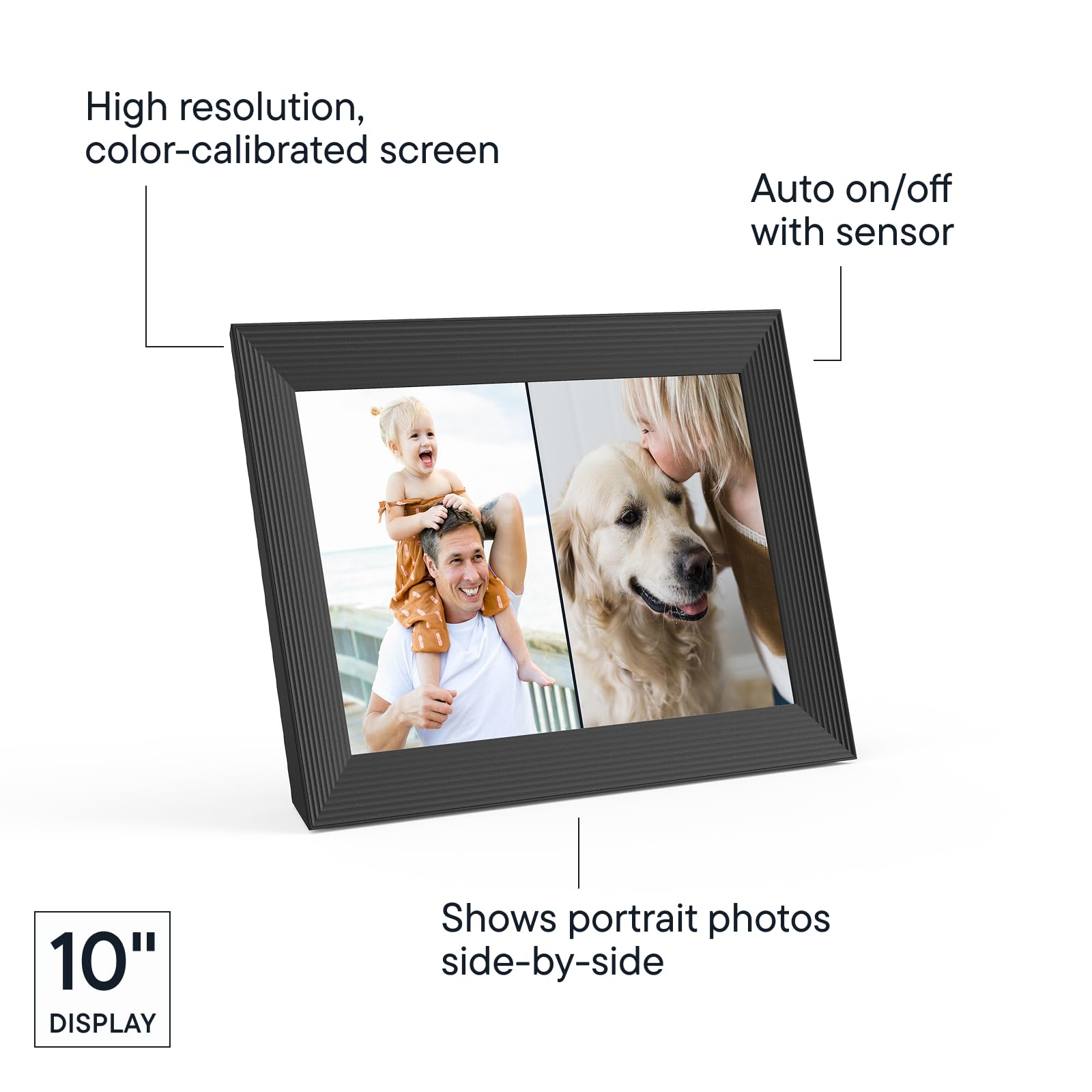 Aura Carver 10.1" HD Digital Picture Frame | Wirecutter's Best Digital Frame for Gifting | Send Photos Directly to Your Frame from Anywhere | Quick & Easy Setup Over WiFi | Unlimited Storage - Black
