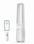 PELONIS Bladeless Tower Fan with 26-33ft Powerful Airflow, Alexa and Google Compatible, 6-Speed Settings, Quiet DC Motor, 120° Oscillation, 7-Hour Timer - Ideal for for Bedroom Home Office Use,White