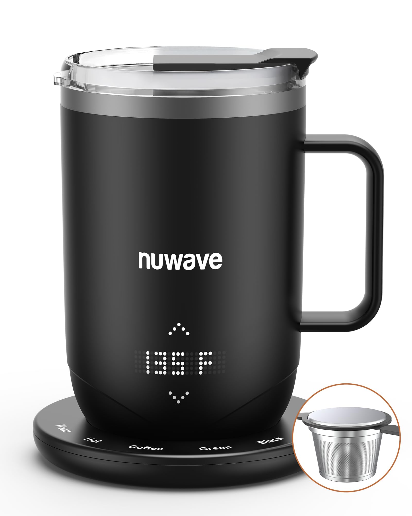 Nuwave Smart Heated Coffee Mug 16oz — Rechargeable with LED Display