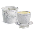 MSJGA Butter Crock for Counter with Water, French Butter Keeper for Spreadable Butter Marble Ceramic Butter Dish with Lid for Countertop, Butter Container Holder
