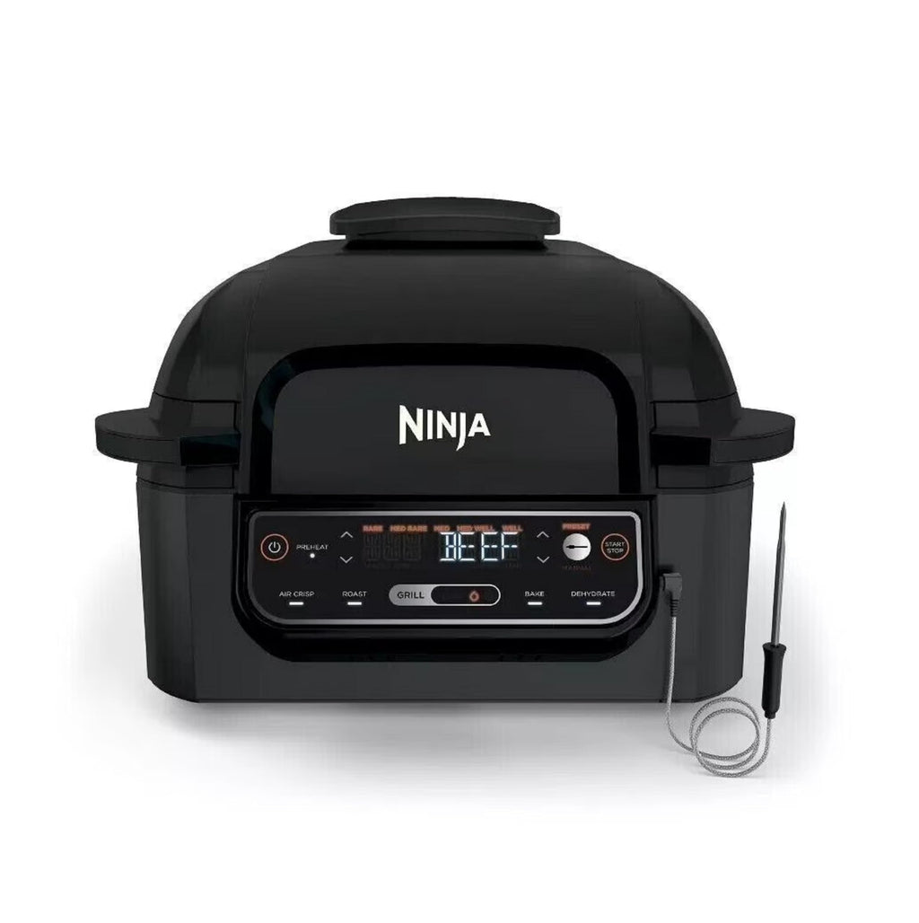 Ninja Foodi Pro 5-in-1 Indoor Integrated Smart Probe, 4-Quart Air Fryer, Roast, Bake, Dehydrate, an Cyclonic Grilling Technology, with 4 Steaks Capacity, in a Stainless Finish