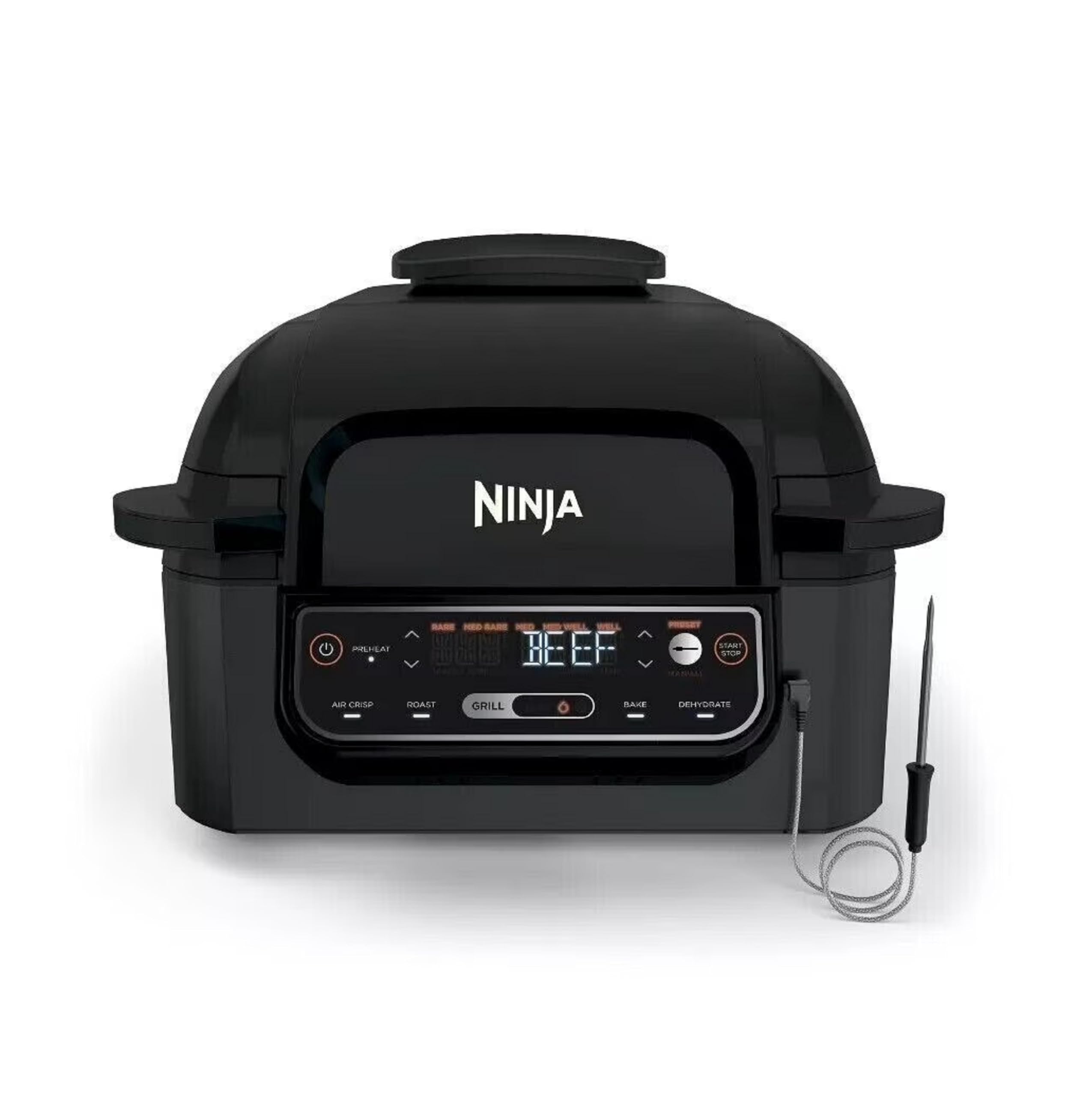 Ninja Foodi Pro 5-in-1 Indoor Integrated Smart Probe, 4-Quart Air Fryer, Roast, Bake, Dehydrate, an Cyclonic Grilling Technology, with 4 Steaks Capacity, in a Stainless Finish
