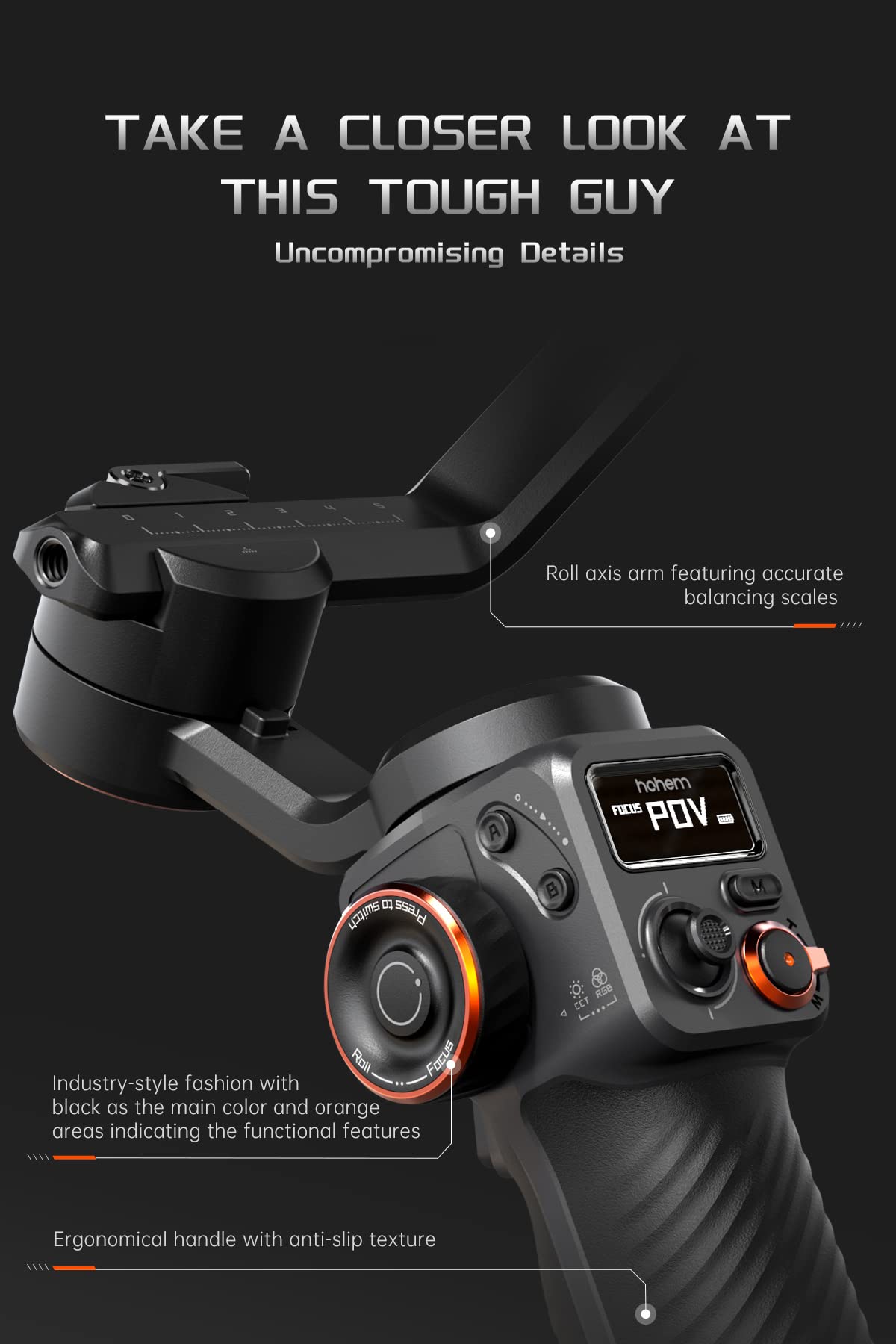 Hohem iSteady M6 Gimbal Stabilizer for Smartphone, 3-Axis Cell Phone Stabilizer Built-in OLED Display 400g Payload Reverse Charging Android and iPhone Gimbal with Inception Motion Timelapse