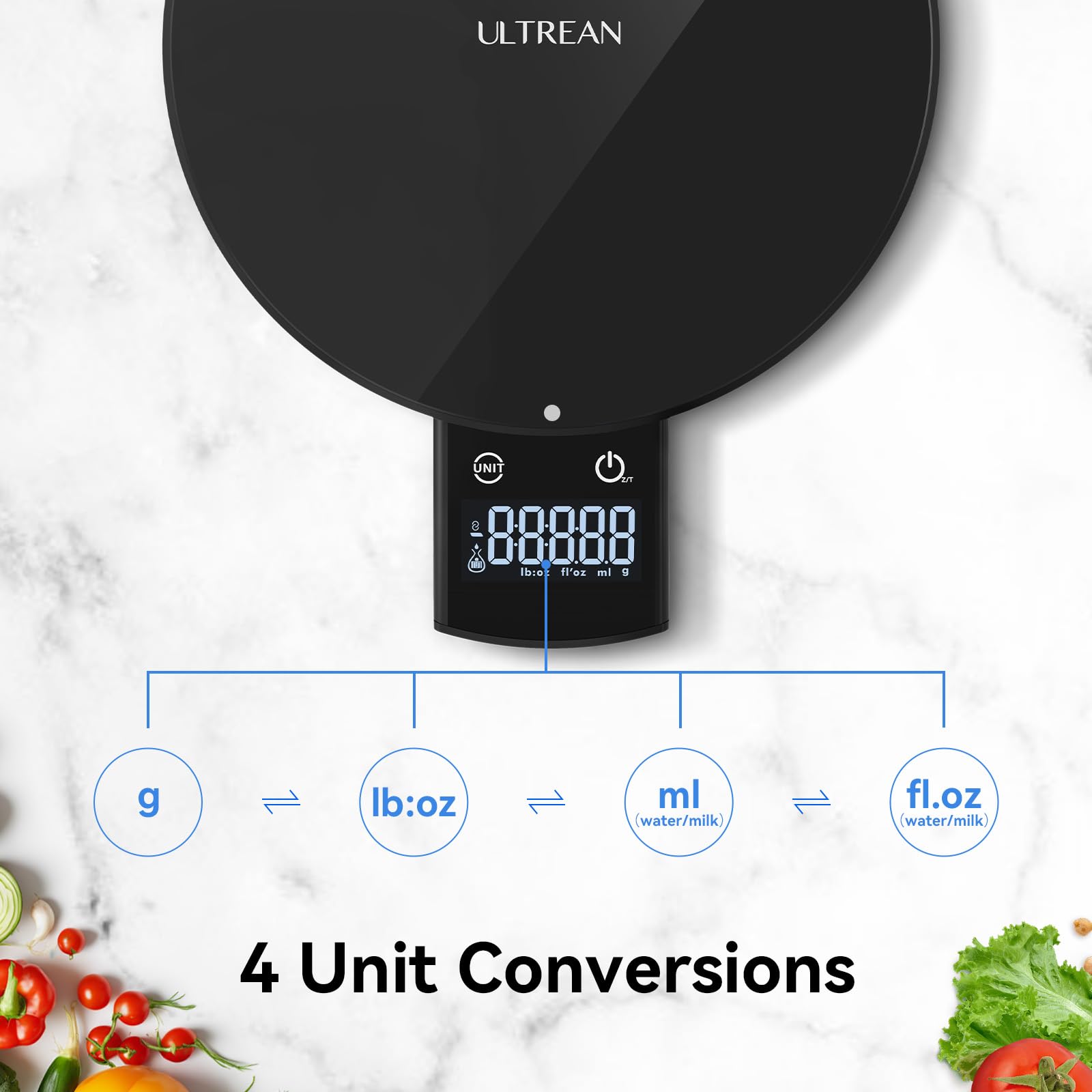 Ultrean Smart Food Scale with Nutritional Calculator, Kitchen Scale for Weight Loss, Food Weight Scale with App for Calorie & Macro Tracking, AI Scan, 33lb