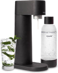 Mysoda Woody Sparkling Water Maker - Silent Carbonated Water Machine Robust Long-Lasting Aluminium Soda Maker - With 1L Water Bottle - Without CO2 Cylinder - Black