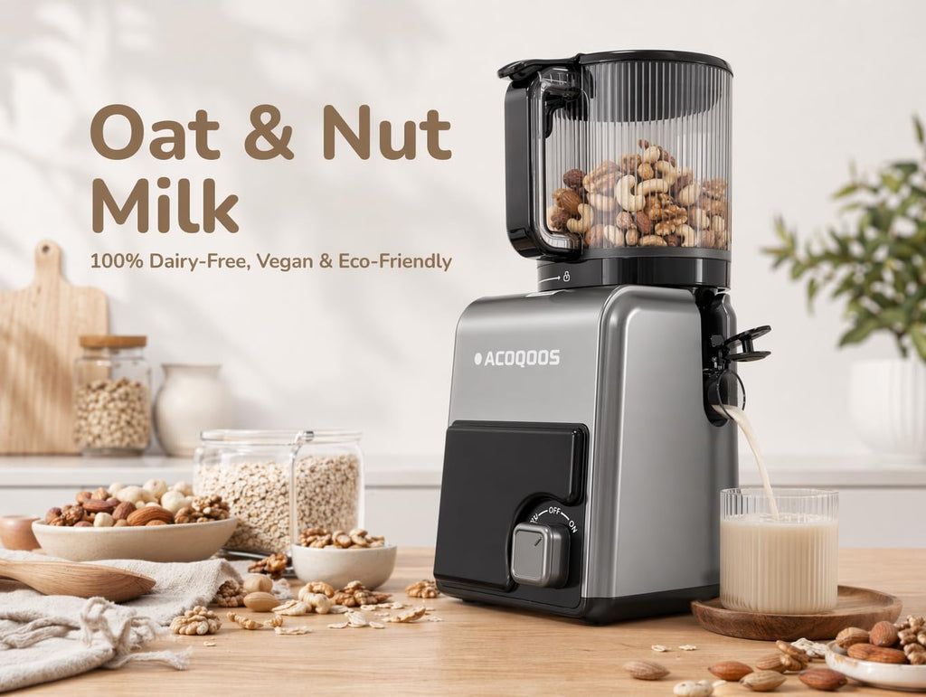 3-in-1 Cold Press Juicer Machines, 6.5" Mega Chute for Whole Fruit, Slow Masticating Juicer with Sorbet & Nut Milk Maker, BPA Free, 100 OZ Hopper, Easy Clean, Oxide Gray