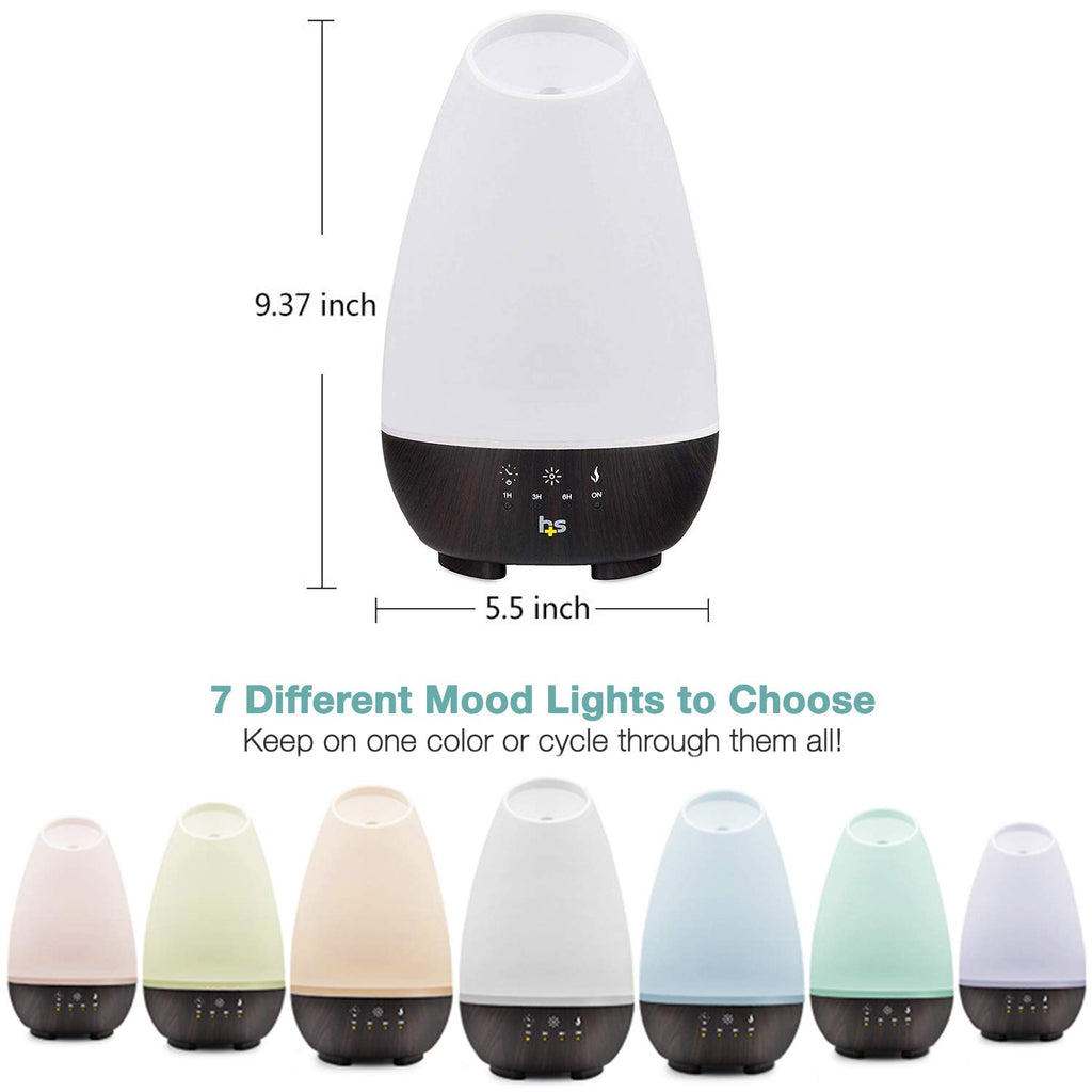 HealthSmart 500ML Essential Oil Diffuser for Large Rooms, Cool Mist Humidifier and Aromatherapy Diffuser, Adjustable Timer, Mist Mode and 7 LED Light Colors, White (Pack of 1)