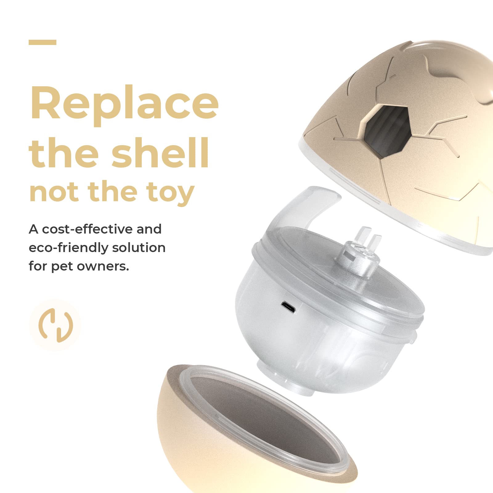 Cheerble Wicked Egg Automatic Interactive Treat Dispensing Pet Toy, 3 Interactive Feeding Modes for Dog IQ Training & Mental Stimulation, Unique Lights & Sounds, Replaceable Shell, USB Rechargeable