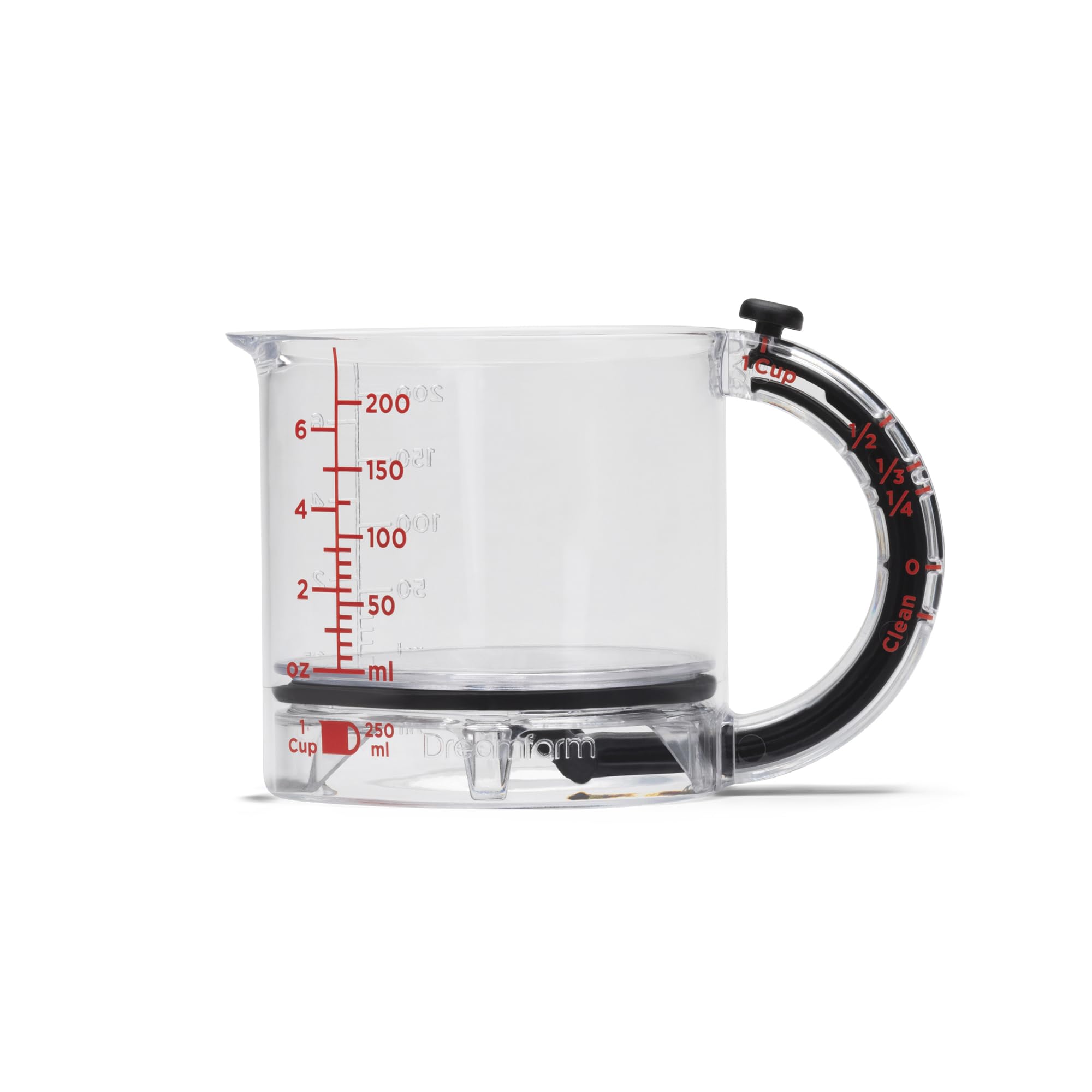 Dreamfarm Upcup All-in-1 Adjustable Measuring Cup, Metric & Imperial Measurements up to 1 Cup - Black/Clear