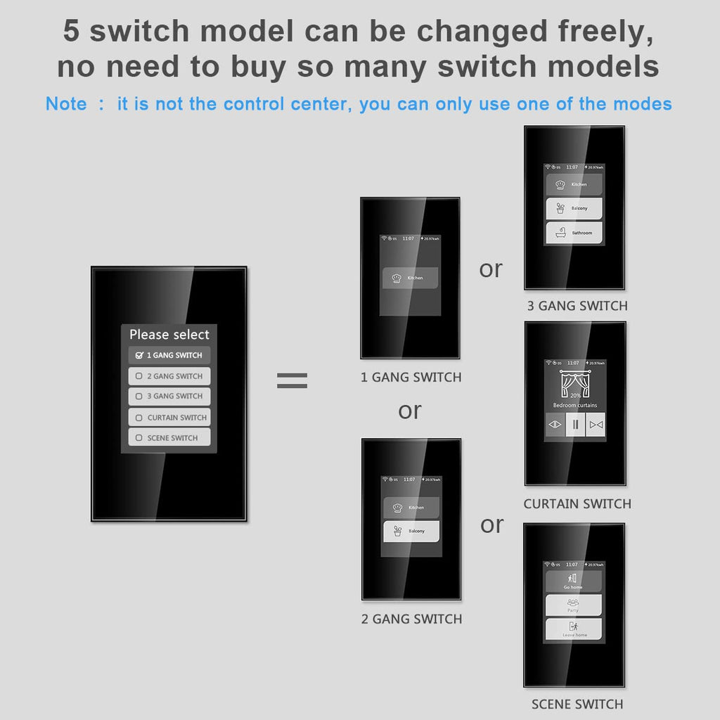 LANBON Smart Light Switch,1/2/3 Gang,3 Way for Whole House, LCD Magic Panel by WiFi Mesh Never be Offline, 2.4G Wi-Fi Smart Switch Compatible with Alexa&Google Home, Neutral Wire Required,L8-HS-Black