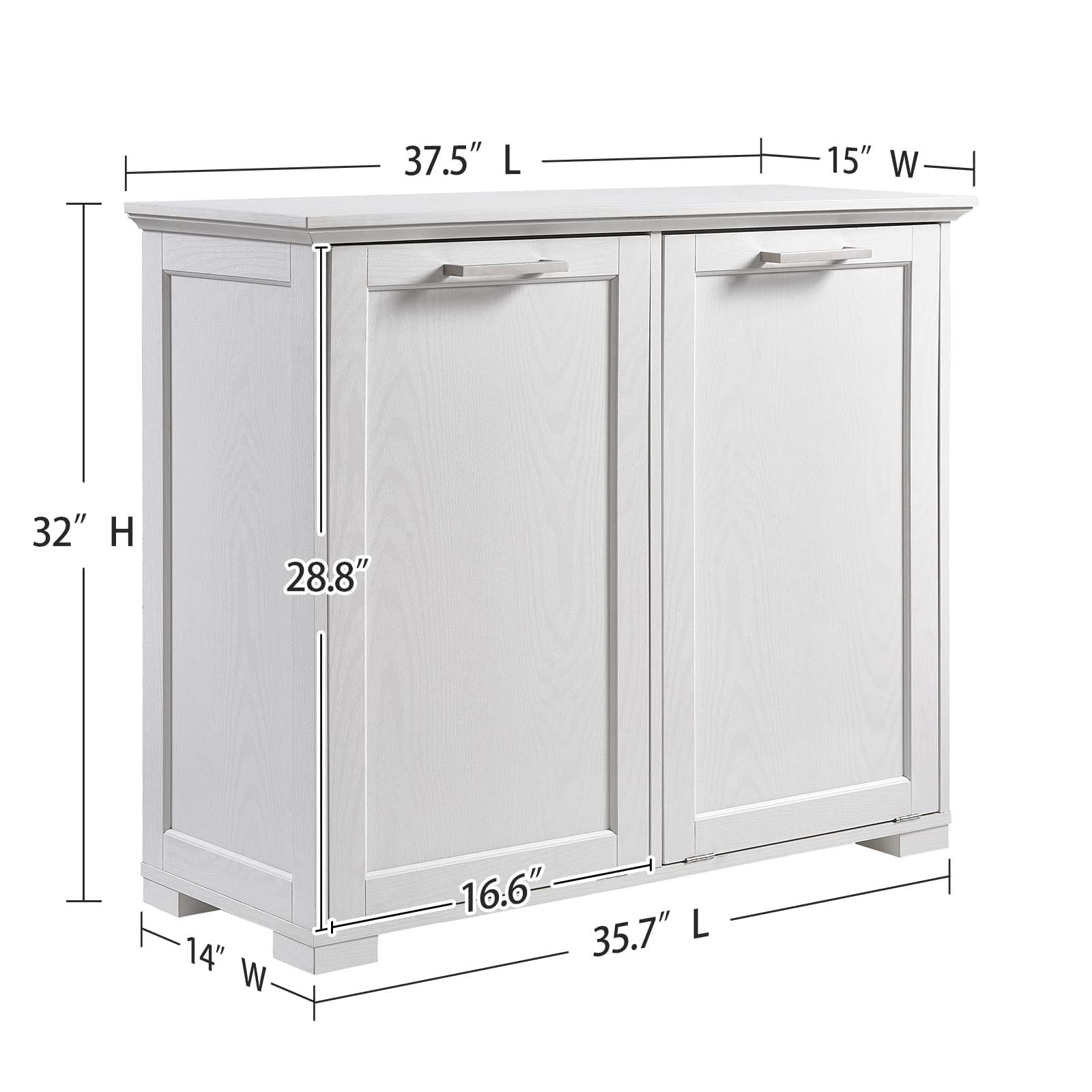 OLD CAPTAIN Double Tilt Out Trash Cabinet, Wooden Kitchen Garbage Can Free Standing Holder (White)