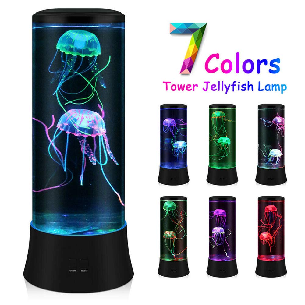 EDIER Jellyfish Lamp, LED Fantasy Jelly Fish Light, 7 Color Setting Jellyfish Tank Table Lamp Decorations for Home Office Decor Great Kids