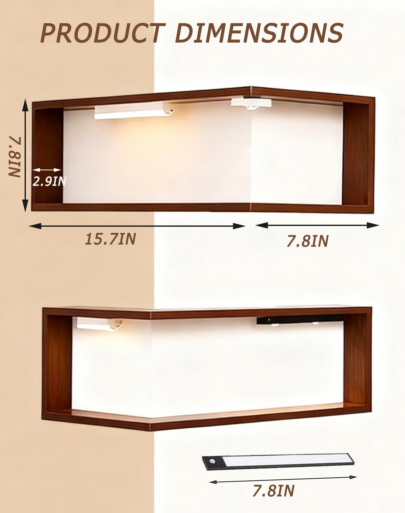 Smart Corner Shelves That Light up Your Space, Illuminated Corner Shelf with Remote, No-Drilling Illuminated Corner Blind Boxes Shelf, Floating Corner Shelves for Wall,For Collectibles (1,With lights)
