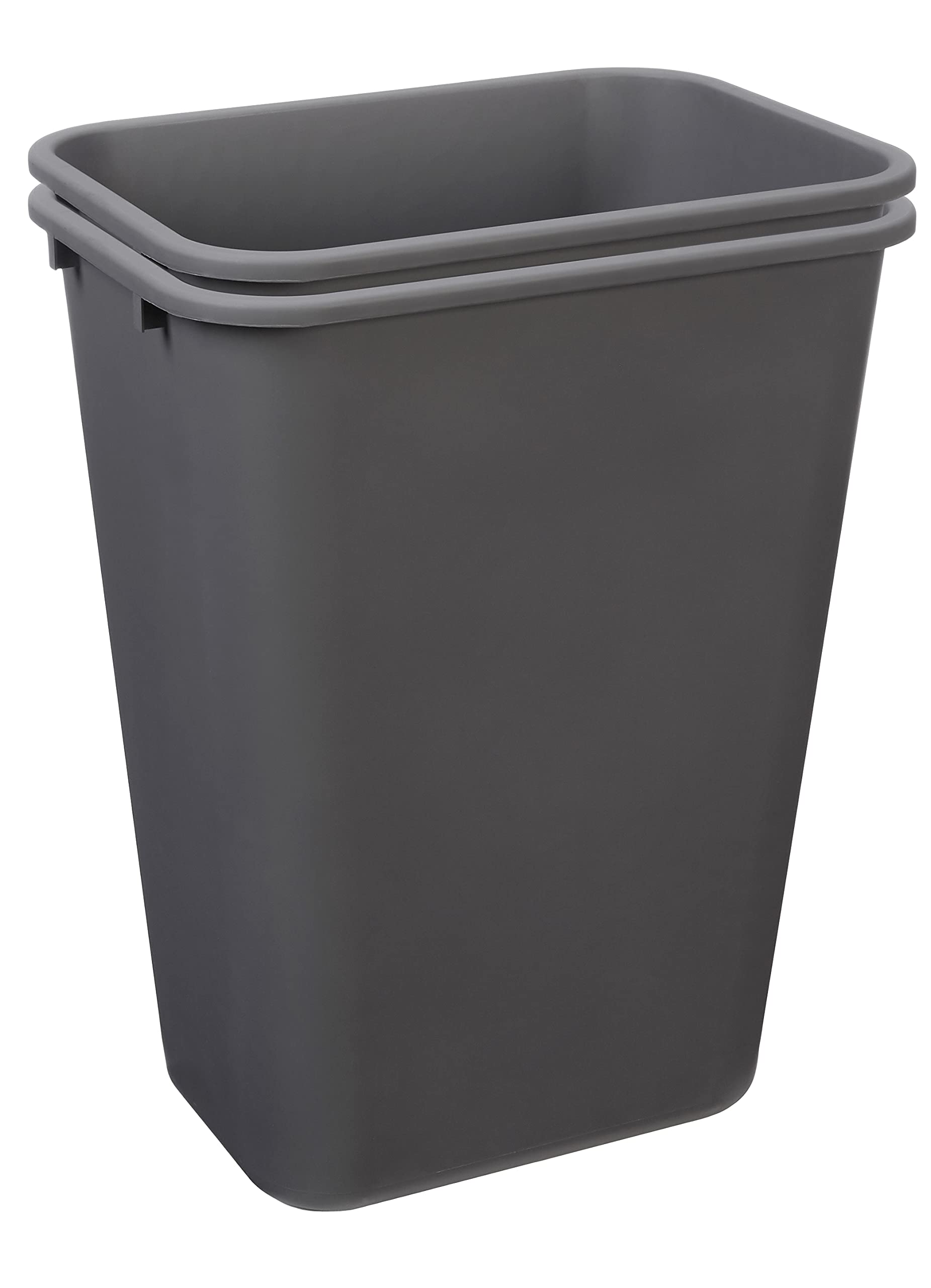 Amazon Basics Rectangular Commercial Office Wastebasket, Easy to Clean, 10 Gallon, Grey, 2-Pack