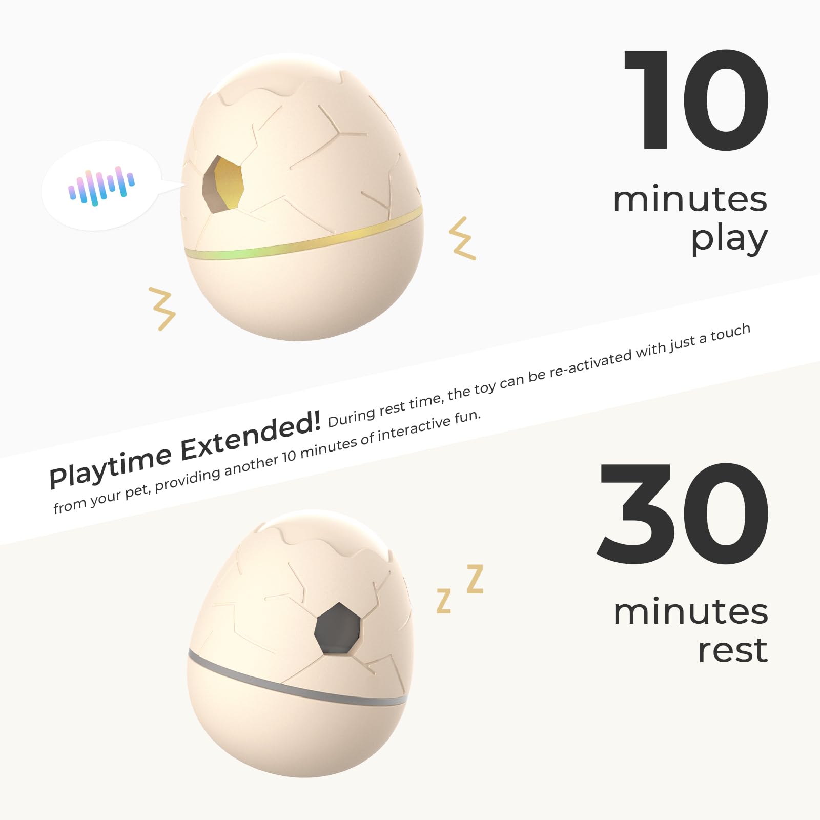 Cheerble Wicked Egg Automatic Interactive Treat Dispensing Pet Toy, 3 Interactive Feeding Modes for Dog IQ Training & Mental Stimulation, Unique Lights & Sounds, Replaceable Shell, USB Rechargeable