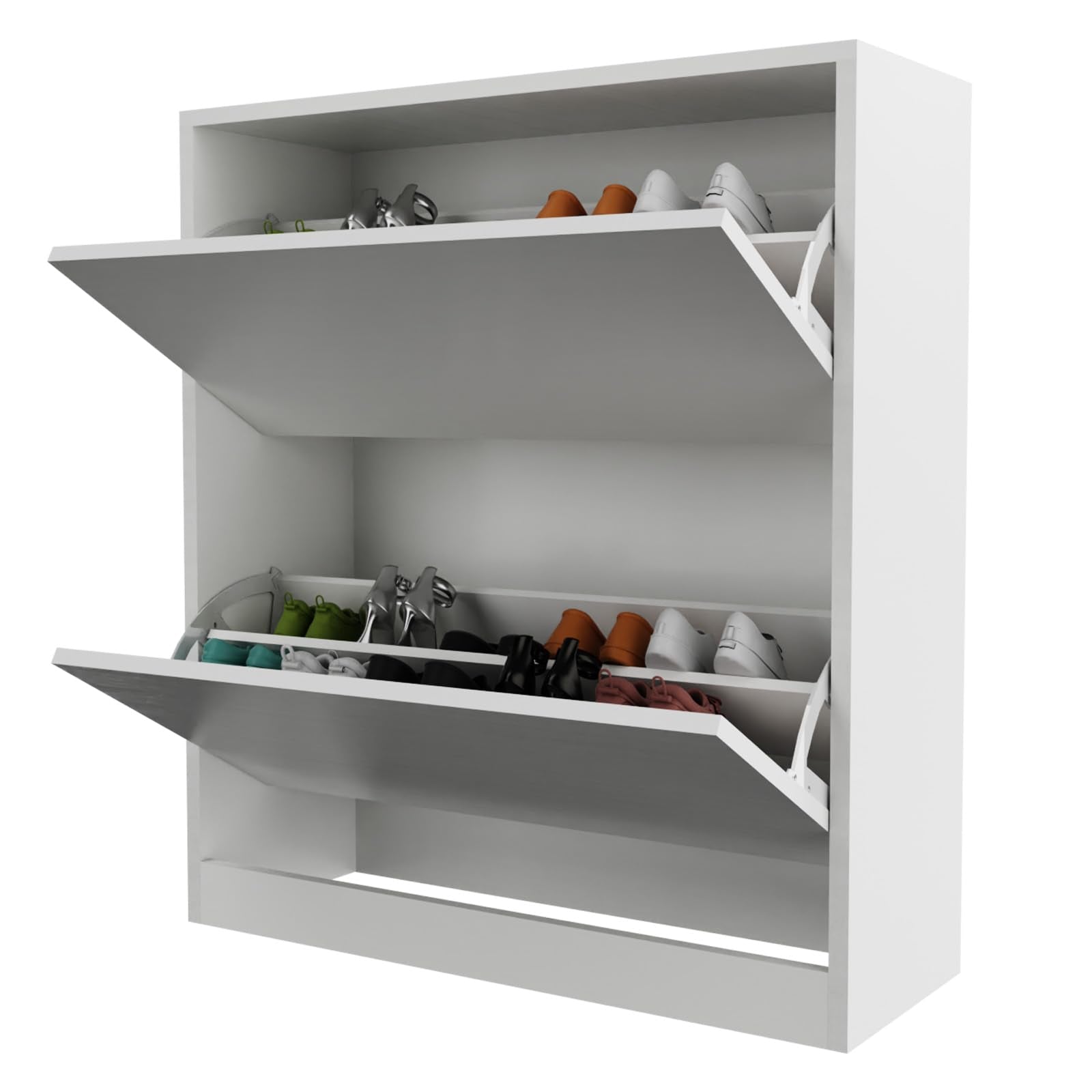 Ceredeme Shoe Cabinet with 2 Flip Drawers, Shoe Rack Organizer, Storage for Entryway with Adjustable Shelf, Hidden Cabinet for Hallway, Living Room, White 33" H x 28.7" W x 10.23" D