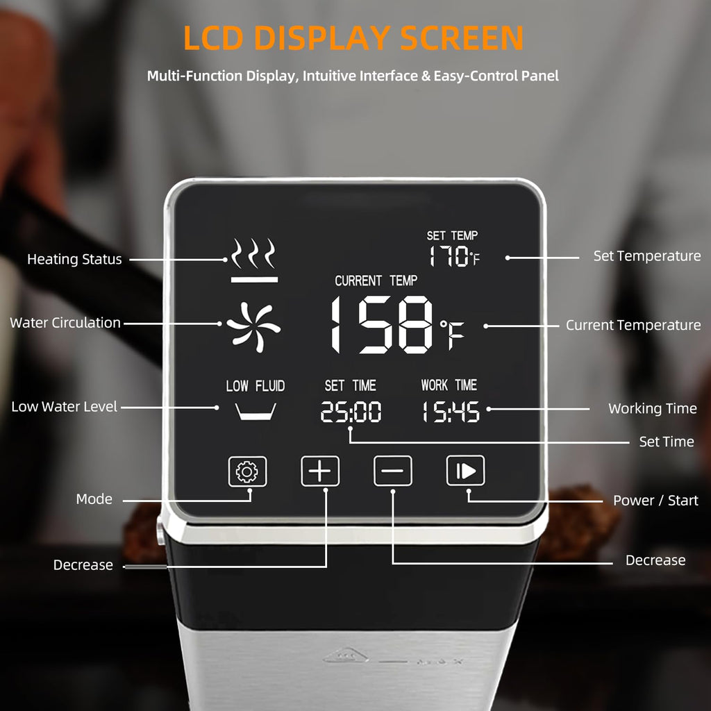 Anchorchef 1400W Sous Vide Cooker, Precision Immersion Circulators with large Touchscreen Accurate Temperature Timer (120V with WiFi)