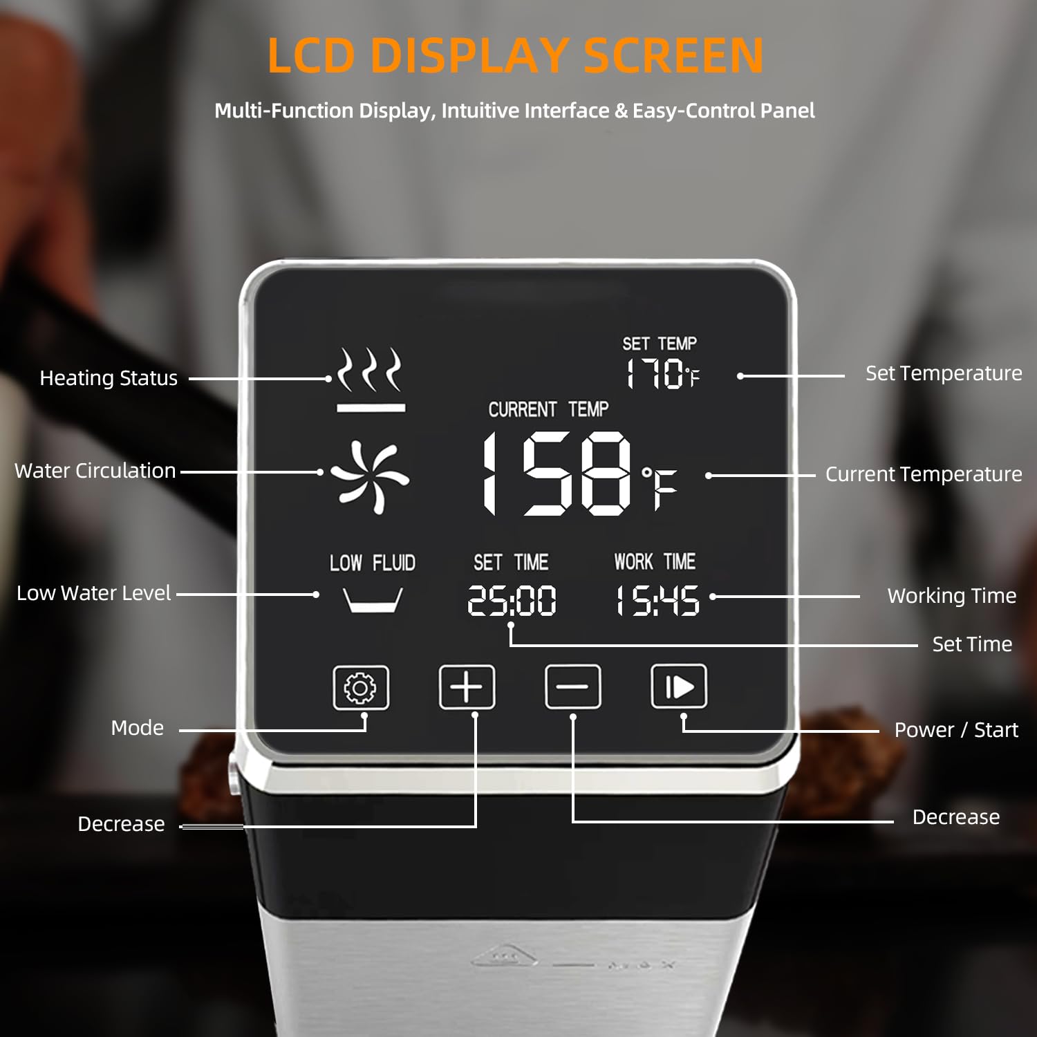 Anchorchef 1400W Sous Vide Cooker, Precision Immersion Circulators with large Touchscreen Accurate Temperature Timer (120V with WiFi)