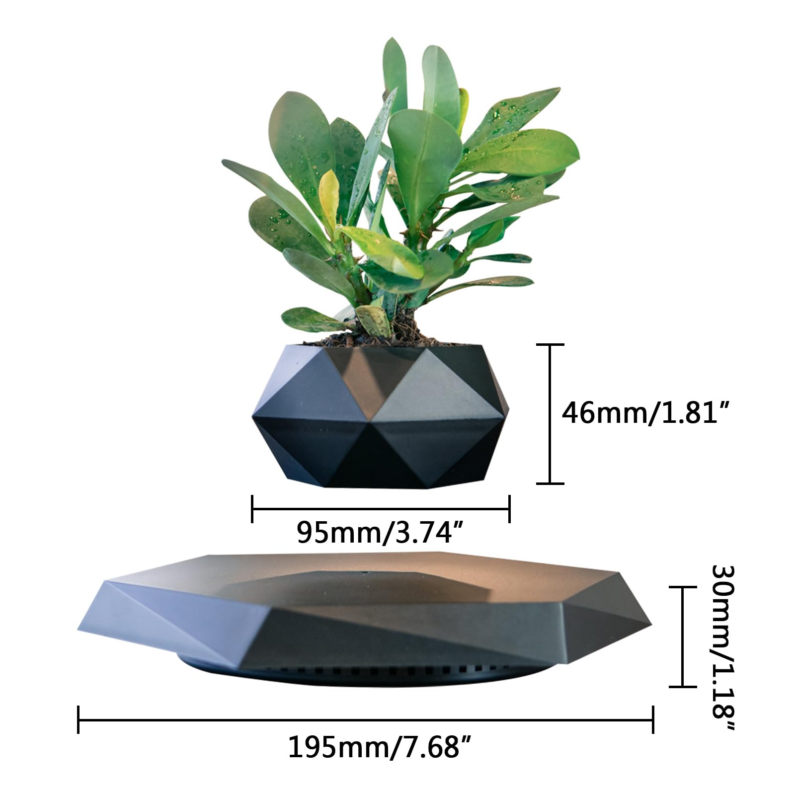 Magnetic Levitation Floating Plant Pot, Magnetic Levitating Plant Pot for Plants,360°Rotating Levitating Desk Decor for Home & Office,Floating Pot Gift for Plant Lovers,Birthday, Christmas, New Year