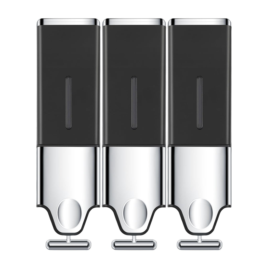 EHORIA 3-in-1 Quadrate Dispensers for The Shower,Shower soap Dispenser,Conditioner Dispenser, Shampoo Dispenser,No Drilled Wall Mounted Distributor,Hotel,Bathroom,Home