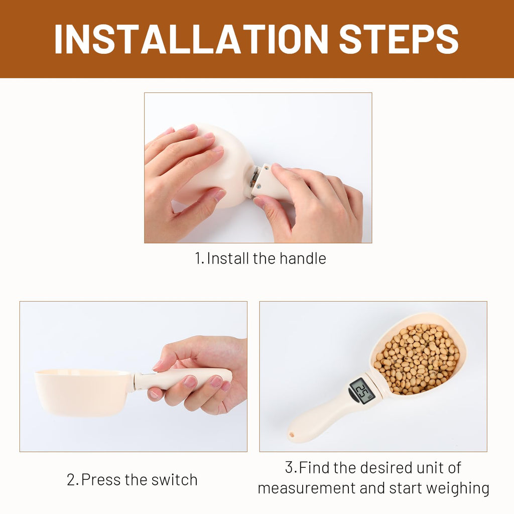 Digital Measuring Spoon Scale, Food Measuring Scoop Scale, Food Weight Scale Grams and Ounces, Polygons Measuring Spoon, ABS Kitchen Weight Scale for Food with LCD Screen, High Precision