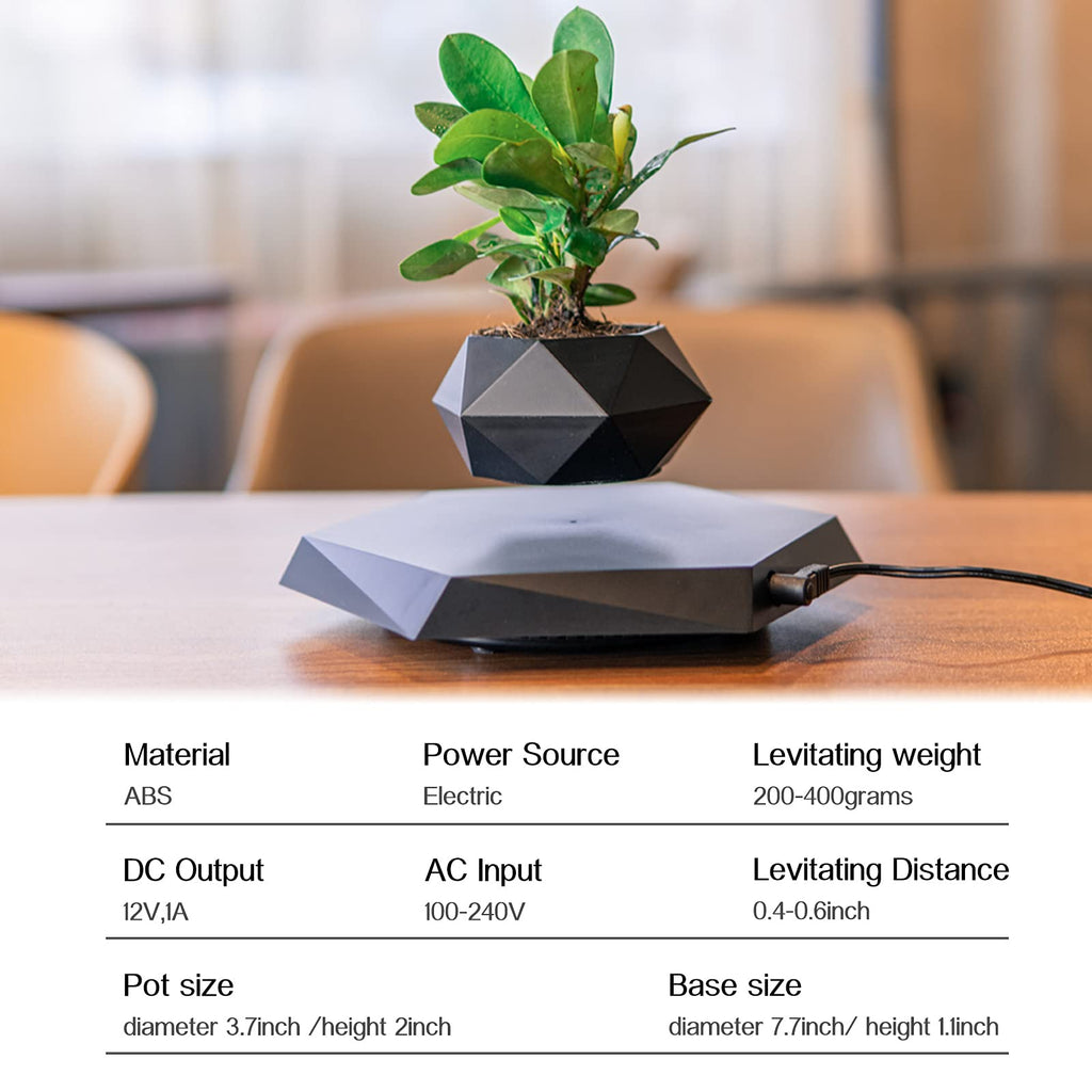 Magnetic Levitation Floating Plant Pot, Magnetic Levitating Plant Pot for Plants,360°Rotating Levitating Desk Decor for Home & Office,Floating Pot Gift for Plant Lovers,Birthday, Christmas, New Year