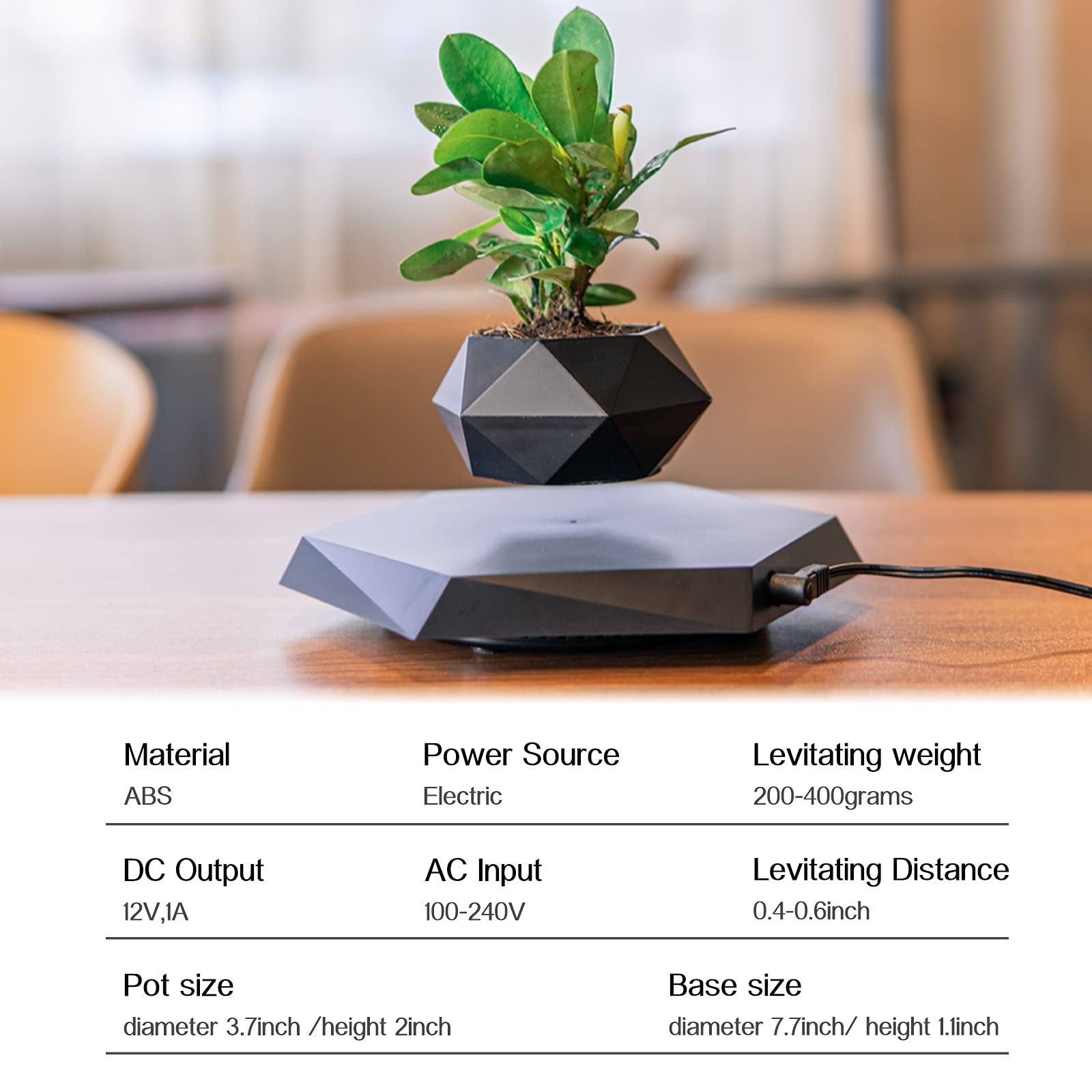 Magnetic Levitation Floating Plant Pot, Magnetic Levitating Plant Pot for Plants,360°Rotating Levitating Desk Decor for Home & Office,Floating Pot Gift for Plant Lovers,Birthday, Christmas, New Year