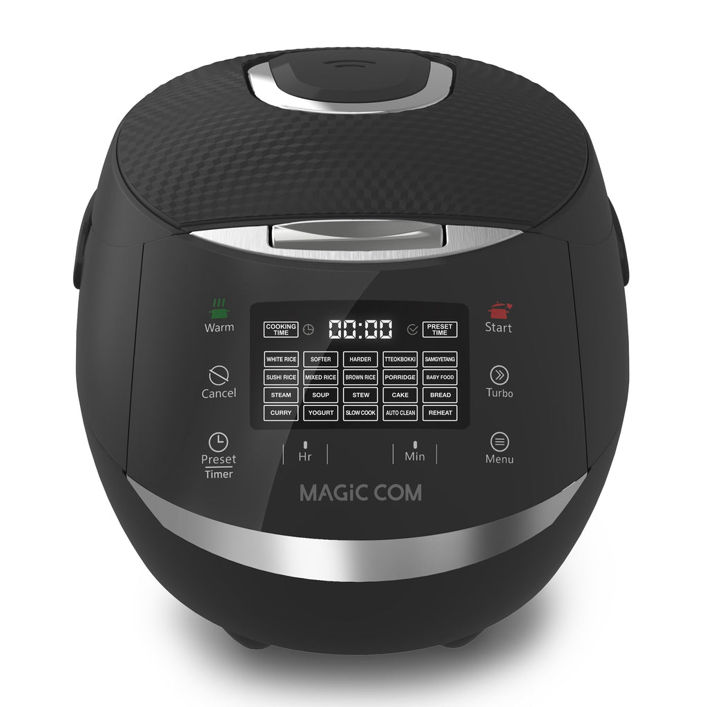 MAGiC COM multi-Functional Digital Rice Cooker 10 Cup Uncooked (20 Cup Cooked), 15-in-1 Programmable Electric Rice & Grain Cooker with Auto Clean, Non-Stick Pot, Steamer Basket, 24H Delay Timer, and Auto Keep Warm(Black)