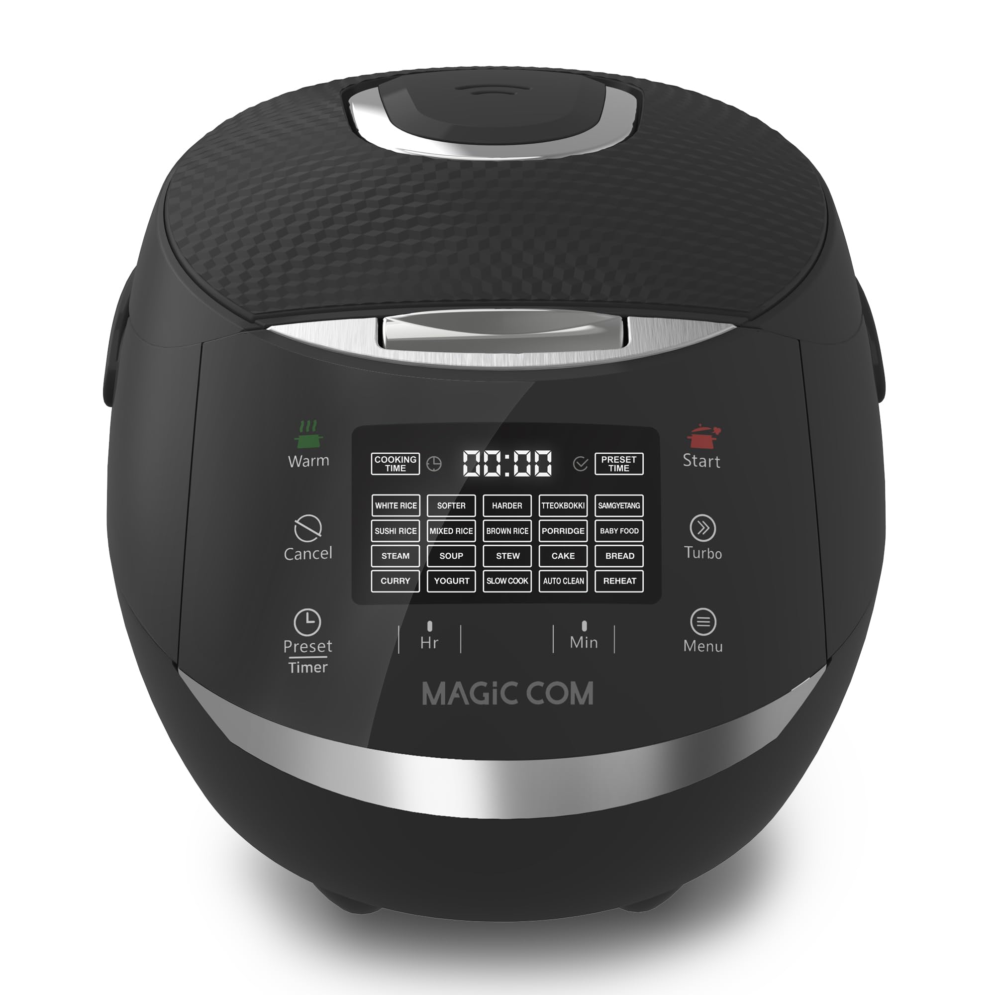 MAGiC COM multi-Functional Digital Rice Cooker 10 Cup Uncooked (20 Cup Cooked), 15-in-1 Programmable Electric Rice & Grain Cooker with Auto Clean, Non-Stick Pot, Steamer Basket, 24H Delay Timer, and Auto Keep Warm(Black)