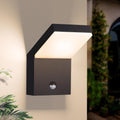 illumishin Outdoor Wall Light Motion Sensor Porch LED Exterior Lights Fixture Sconce Black Modern Aluminum Lamps Front Door Lantern for Patio Garden Garage Fence Yard