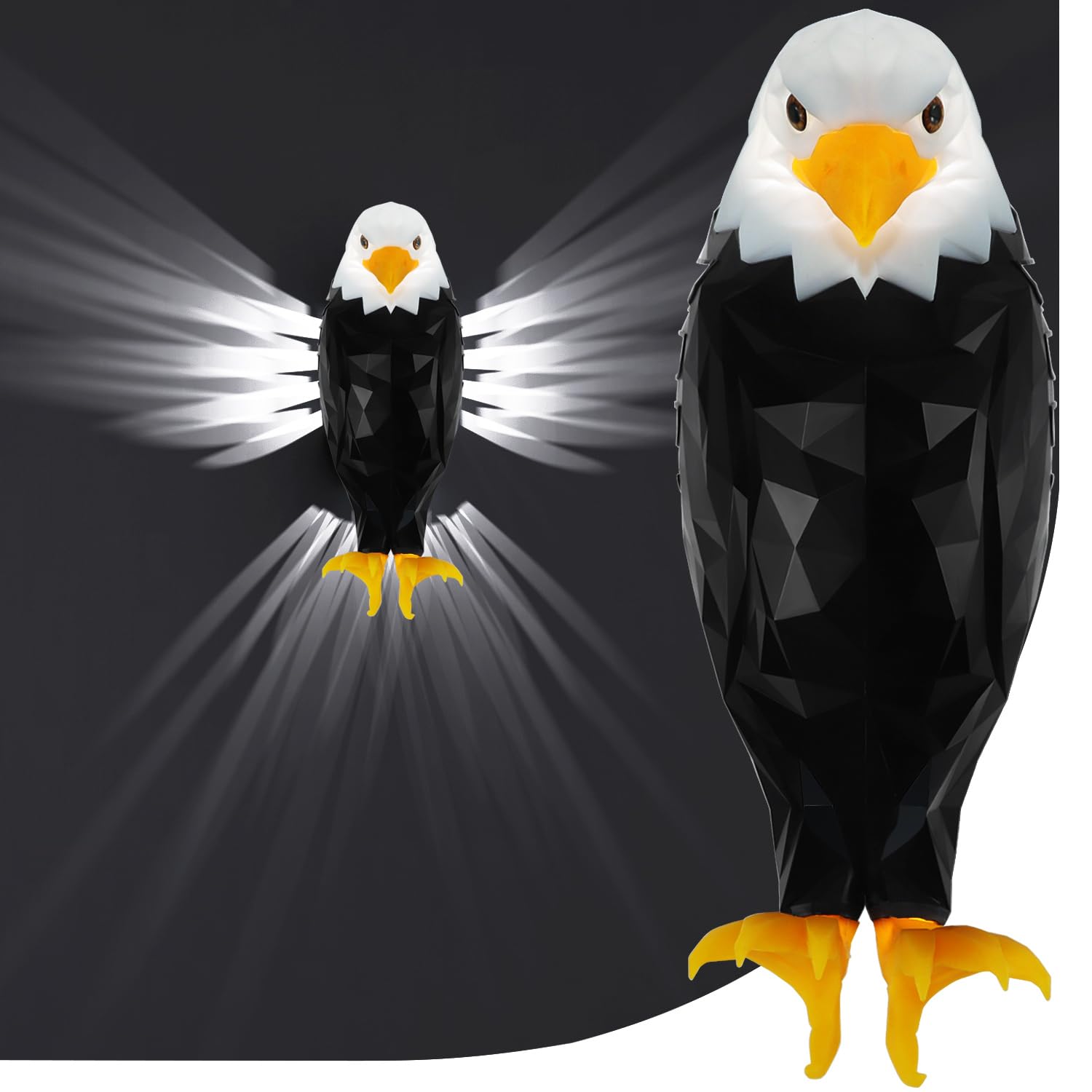 Chamese Bald Eagle Wall Light, American Eagle Night Light, Magnetic Wall Mounted Eagle Lamp for Bedroom, Living Room, Hallway, Removable Charging Eagle Light