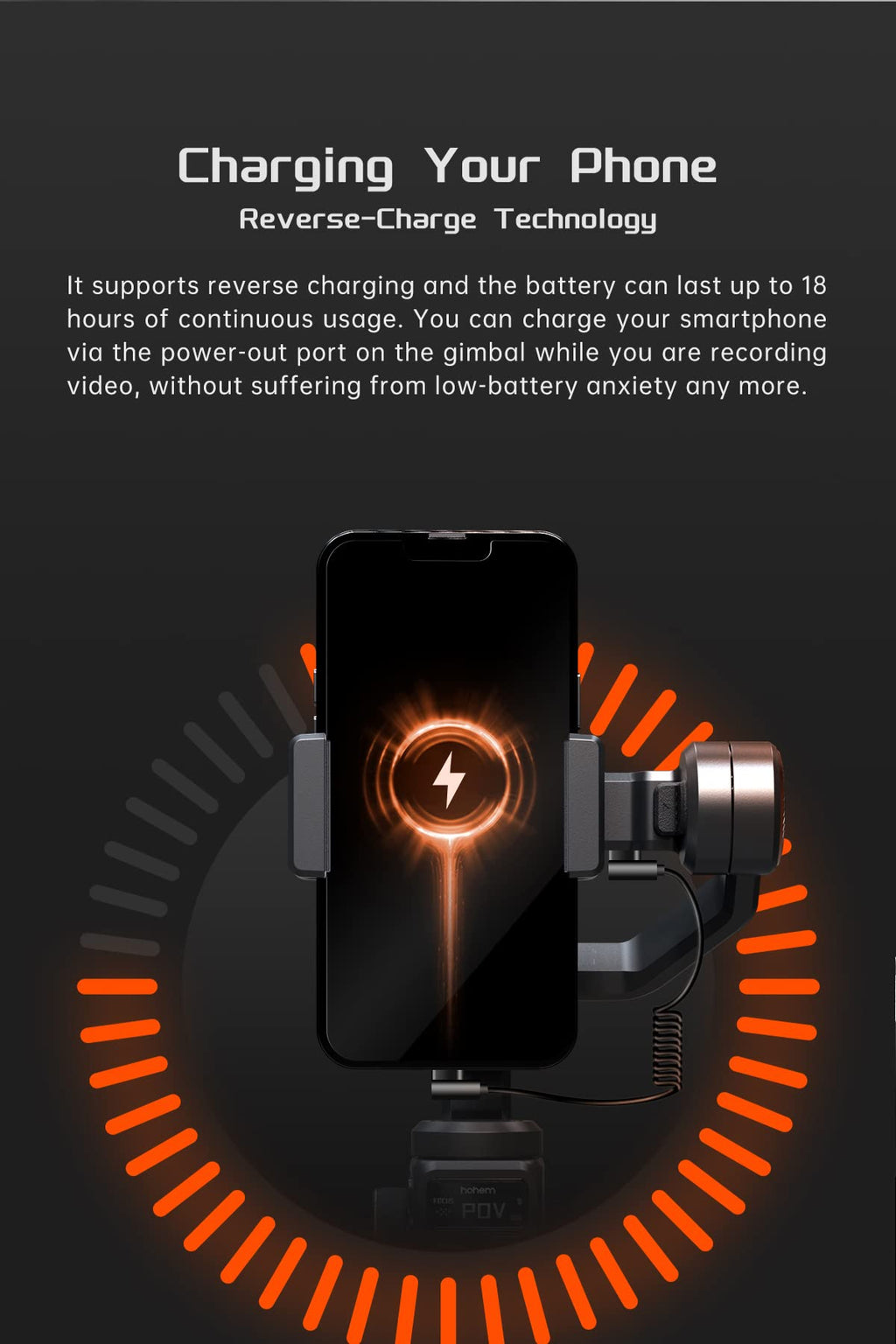 Hohem iSteady M6 Gimbal Stabilizer for Smartphone, 3-Axis Cell Phone Stabilizer Built-in OLED Display 400g Payload Reverse Charging Android and iPhone Gimbal with Inception Motion Timelapse