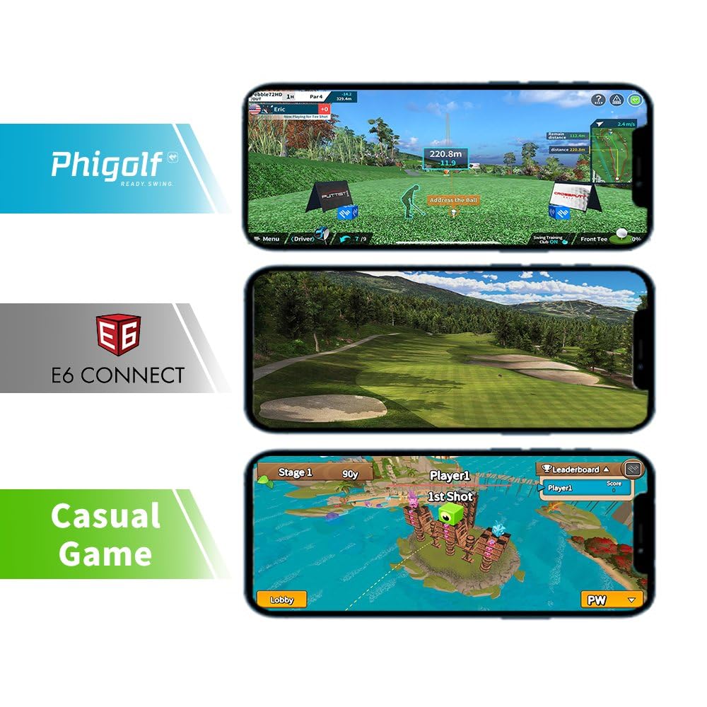 PHIGOLF Phigolf2 Golf Simulator with Swing Stick for Indoor & Outdoor Use, Golf Swing Trainer with Upgraded Motion Sensor & 3D Swing Analysis, Compatible E6 Connect APP, Works with Smartdevices