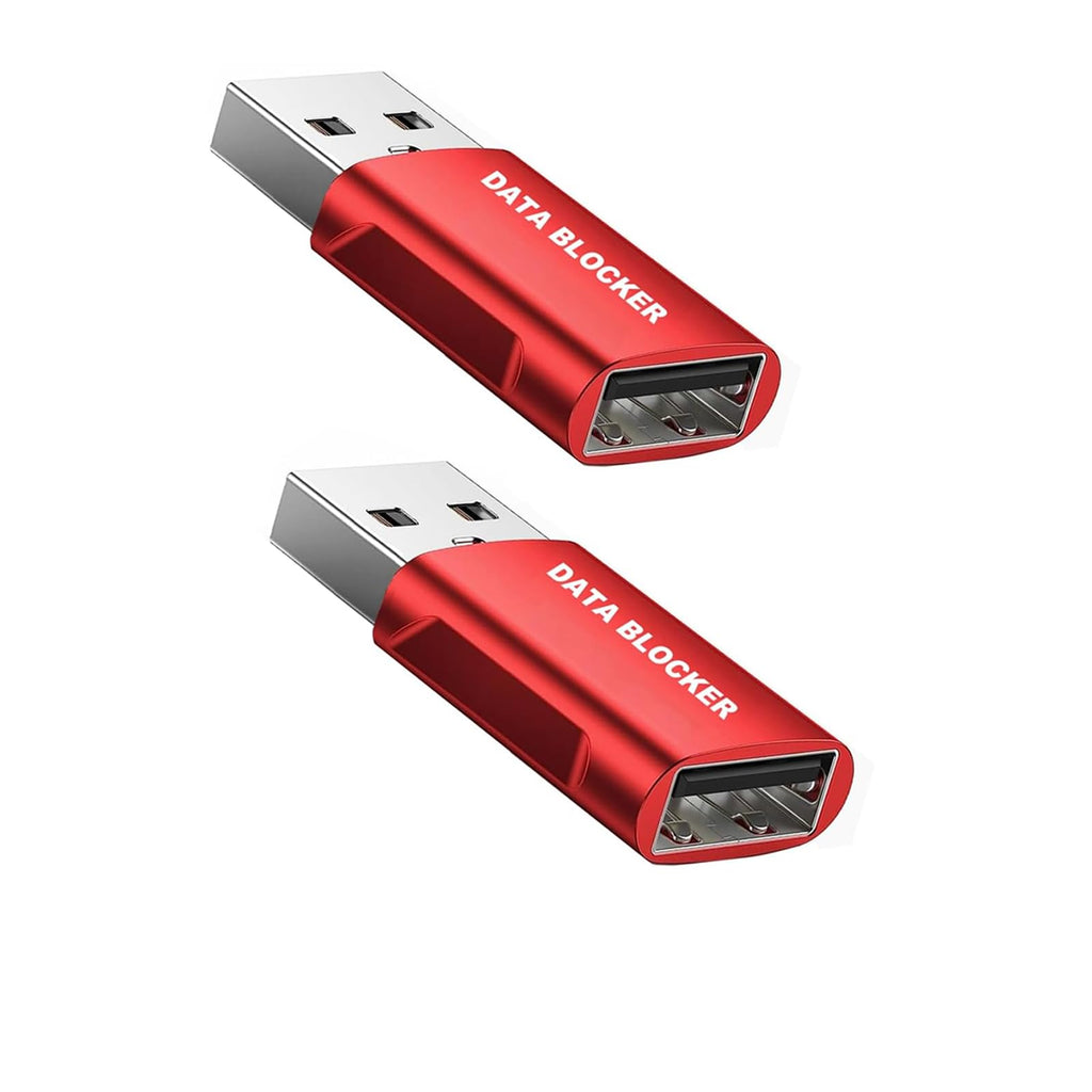 Data Blocker, USB A & USB C Data Blocker for iphone15 16 and Any USB C Mobile Phone Charge, Protect Against Juice Jacking, Refuse Hacking, Only Charging (Red)