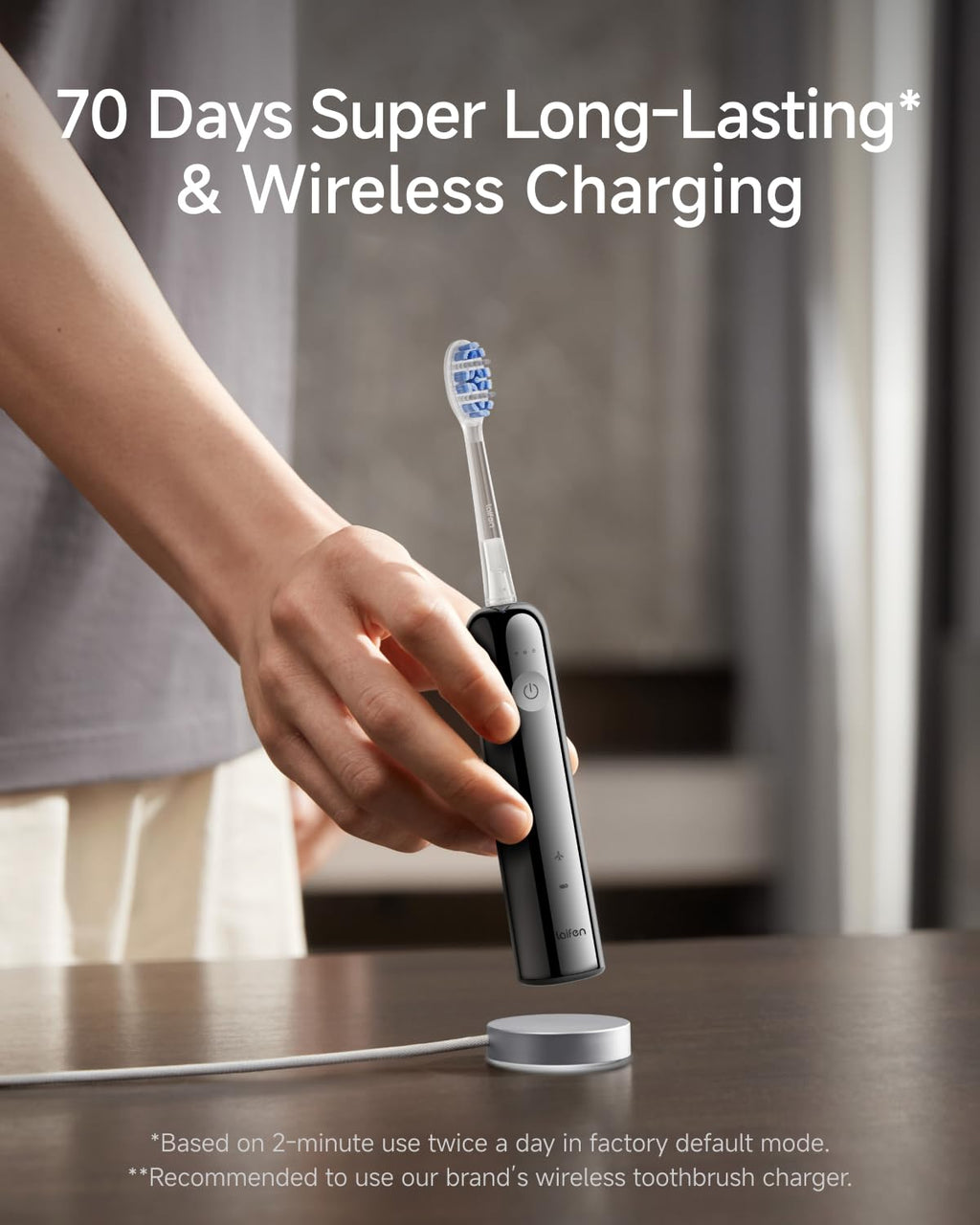 Laifen Wave Pro Sonic Electric Toothbrush for Adults – 2026 Model, 60° Oscillations for Ultra-Clean, Smart App, 70-Day Battery, 2 Brush Heads (Stainless Steel)