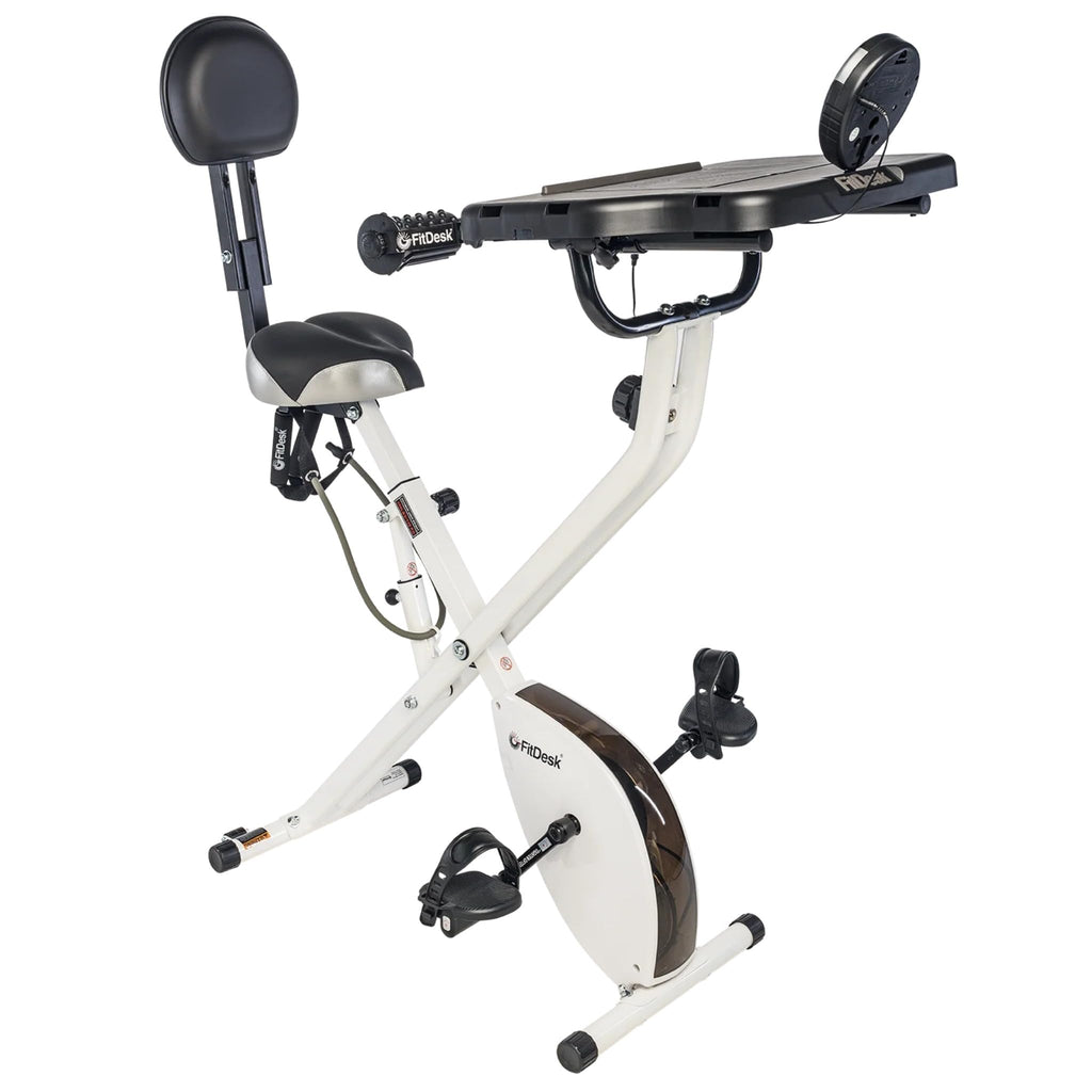 FitDesk Standing Exercise Bike Desk 3.0, Adjustable Height Indoor Cycling Trainer with Laptop Tray, Portable Stationary Fitness Desk for Home Office, Foldable Workstation, Supports 300 lbs