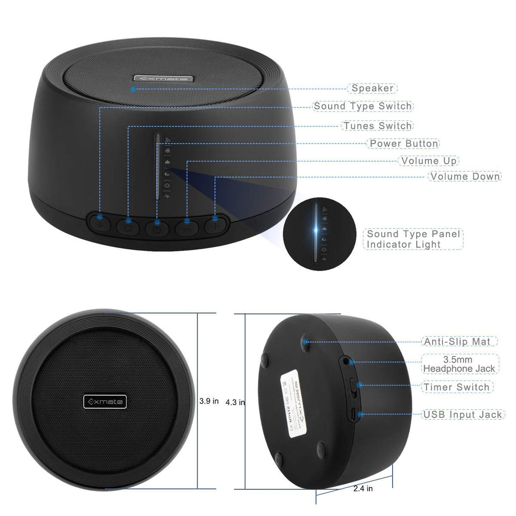 Sound Machine for Office Privacy, White Noise Machine for Sleeping Adults with 30 Non-Looping HiFi Soothing Sound, Memory Function and Timer Sound Machine for Adult Kid Home Office Travel