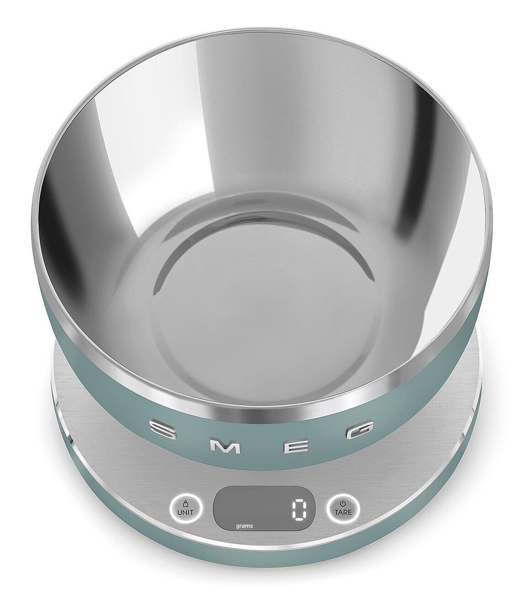 SMEG Contemporary Digital Kitchen Scale with Removable Bowl (Jade)
