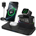 MONASAY Qi2 5 in 1 Wireless Charging Station, 23W Wireless Charger with Alarm Clock for Multiple Devices, Magnetic Charger Stand for iPhone 16/15/14/13/12 Series and AirPods, Apple Watch Series, Black
