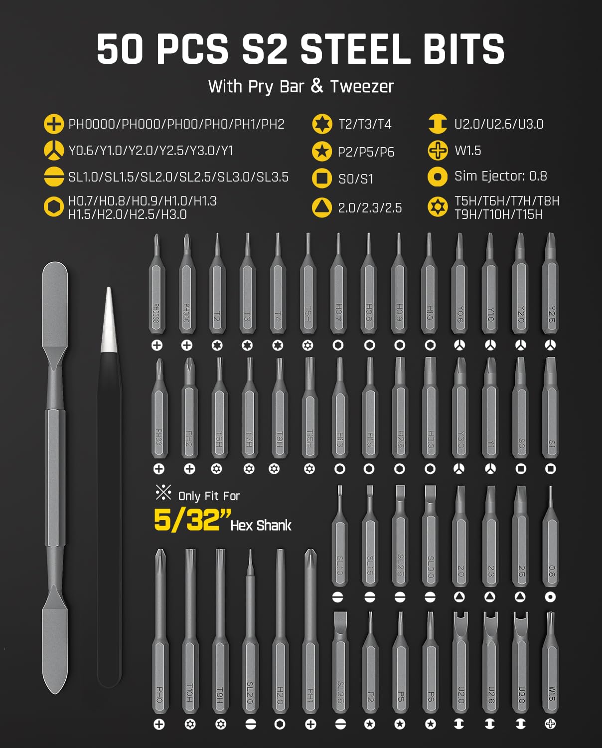 Fanttik E2 Ultra Electric Screwdriver, 0.6N.m Mini Screwdriver Set, 50 Magnetic Bits, 5/32'' Precision Screwdriver for Laptop, PC, Phone, 3D Printer, RC Cars, Electronics Repair Tools for Dad (Grey)