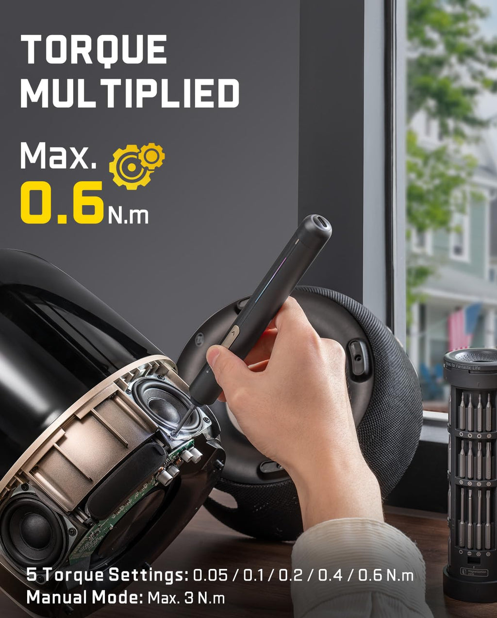 Fanttik E2 Ultra Electric Screwdriver, 0.6N.m Mini Screwdriver Set, 50 Magnetic Bits, 5/32'' Precision Screwdriver for Laptop, PC, Phone, 3D Printer, RC Cars, Electronics Repair Tools for Dad (Grey)
