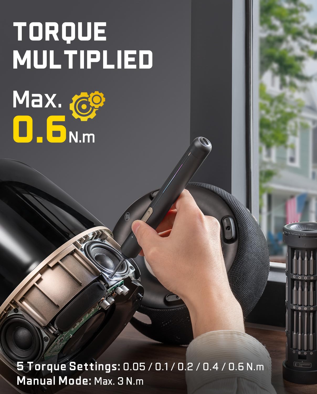 Fanttik E2 Ultra Electric Screwdriver, 0.6N.m Mini Screwdriver Set, 50 Magnetic Bits, 5/32'' Precision Screwdriver for Laptop, PC, Phone, 3D Printer, RC Cars, Electronics Repair Tools for Dad (Grey)