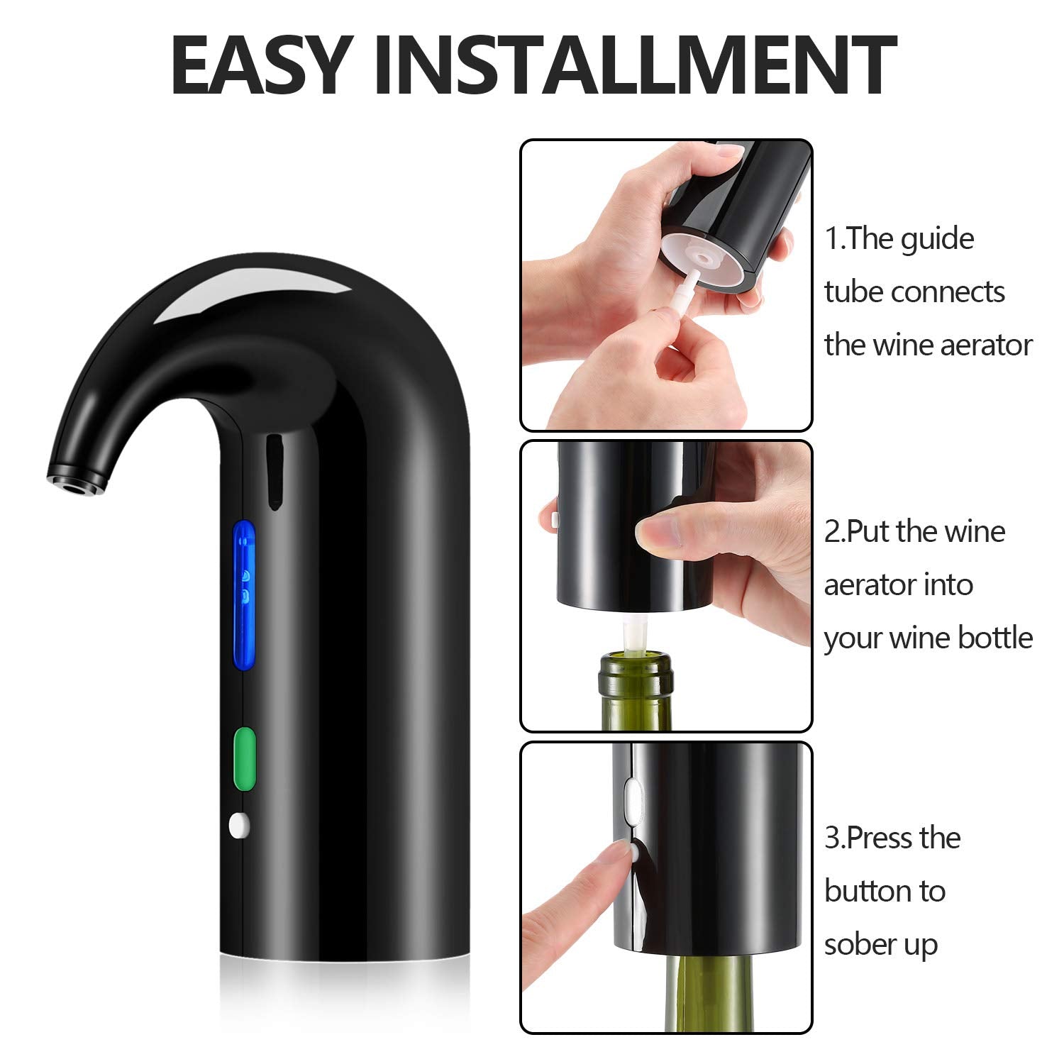 Wine Aerator Electric Wine Decanter Best Sellers One Touch Red -White Wine Accessories Aeration Work with Wine Opener for Beginner Enthusiast - Spout Pourer - Great Fathers Day Gift